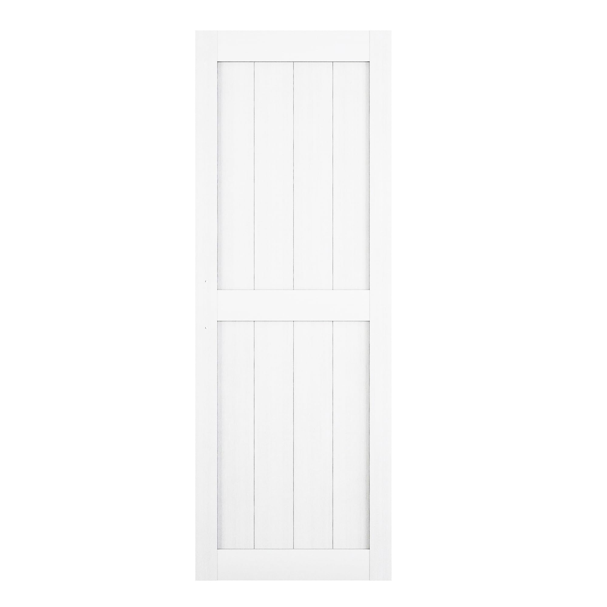 Photo 1 of ****It is missing a part, is used, and it is not 100% certain.****JUBEST 30"x84" White Sliding Barn Door, Solid Wood & MDF with Water-Proof & Scratch-Resistant PVC Surface, H-Frame, Barn Door Slab Only, NOT Included Hardware Kit, Easy to Assemble