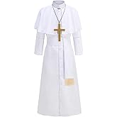 yolsun Priest Costume for Men, Black Clergy Robes Halloween Priest Outfit Cosplay Dress Up