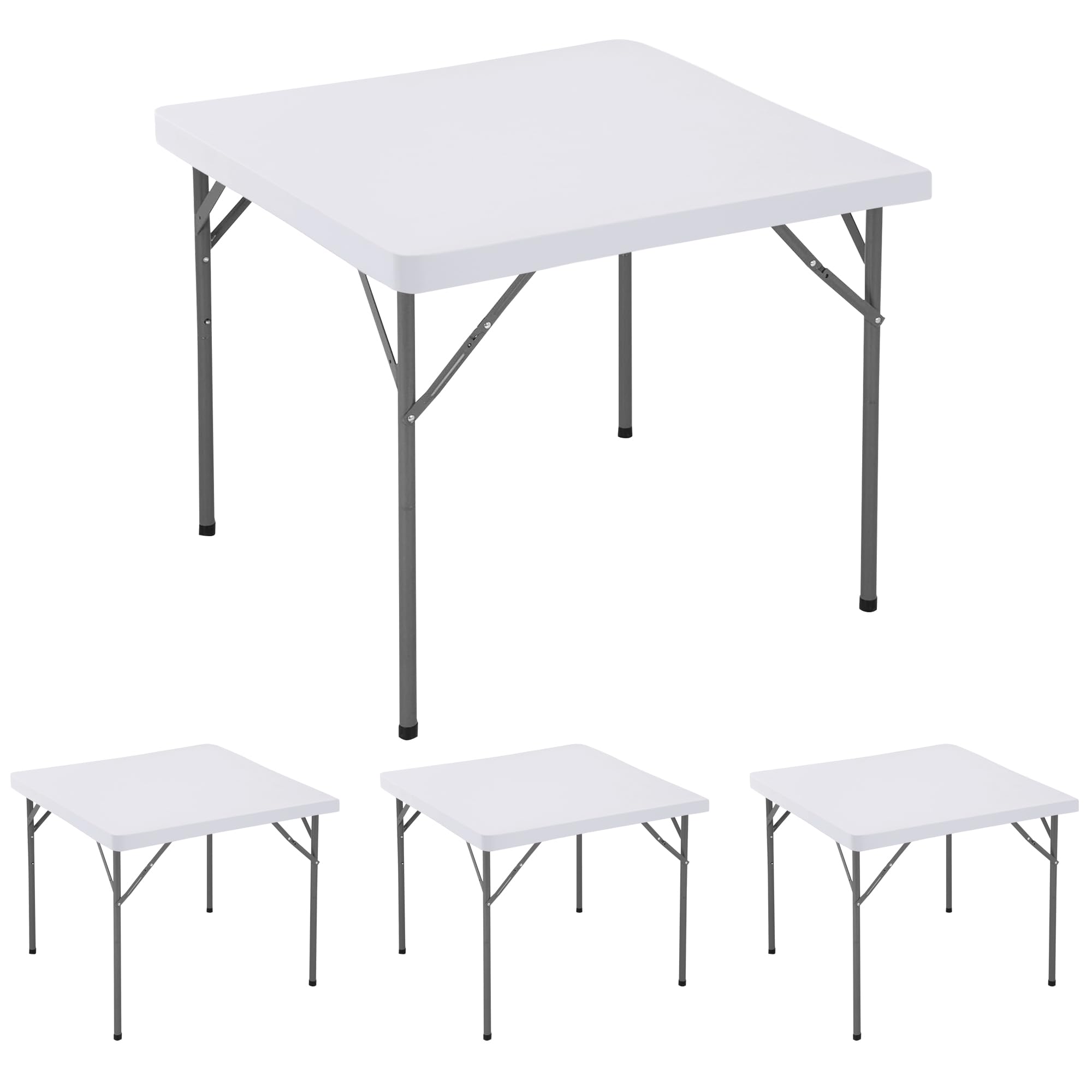 Enjoyidea Fitted Square Tablecloth 36x36 Inch-4 Pack White Card Elastic Spandex Table Clothes-Small Stretch Folding Table Cover Topper Cap for Kitchen Dining Picnic Patio Outdoor Party Tables Image
