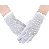 JISEN Women Teens Police Formal Tuxedo Guard Parade White Nylon Cotton Gloves 9 Inch