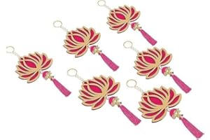 Mappa Lotus Floral Wall Hangings for Temple Pooja Room Showpiece Home Decor (Pack of 6, 10 INCH Length Each, Pink)