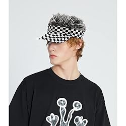 Unisex Checkered Print Sun Visors Hat with Grey