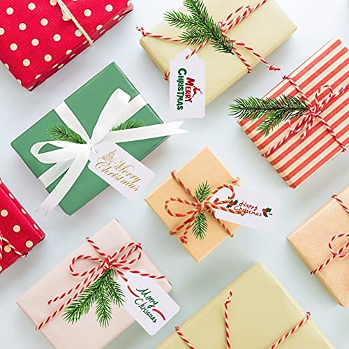 SallyFashion Kraft Paper Tags, 100 PCS White Gift Tags 2X4 Inches Craft Hang Tags with Free 100 Root Natural Jute Twine for Gifts Arts and Crafts Wedding Holiday