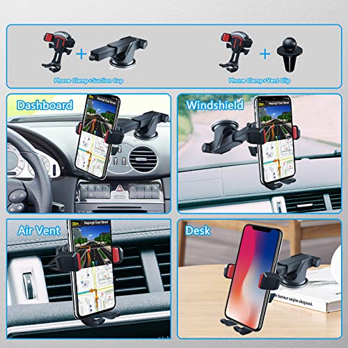 BOLWEO Car Phone Holder Mount Air Vent, Dashboard Cell Phone Holder, Car Phone Mount for Car Compatible with iPhone 12 Pro Max/11/11 Pro/11 Pro Max/XR/XS/8/7/6 Galaxy s20 Note 10 9 Plus (Red)