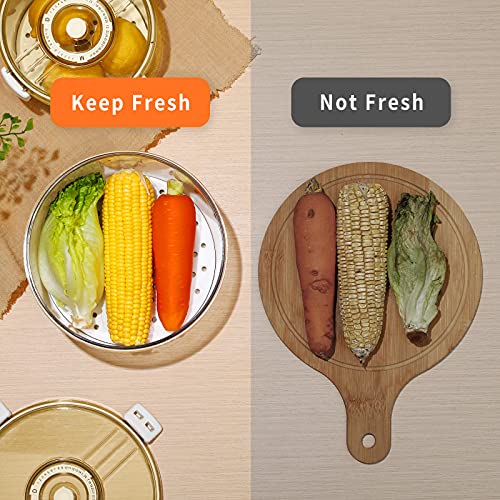 Fruit Storage Containers for Fridge, GONGQIN 3 Packs Fresh Vegetable Saver Sealed Box Containers With Drain Plate for Refrigerator Food Salad Lettuce Keeper BPA Free