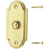 Renovators Supply Manufacturing Wired Brass Door Bell Push Button Traditional Chime 4 Inches Long Colonial Vintage Home Doorbells with Long Lasting Lacquered Finish and Mounting Hardware