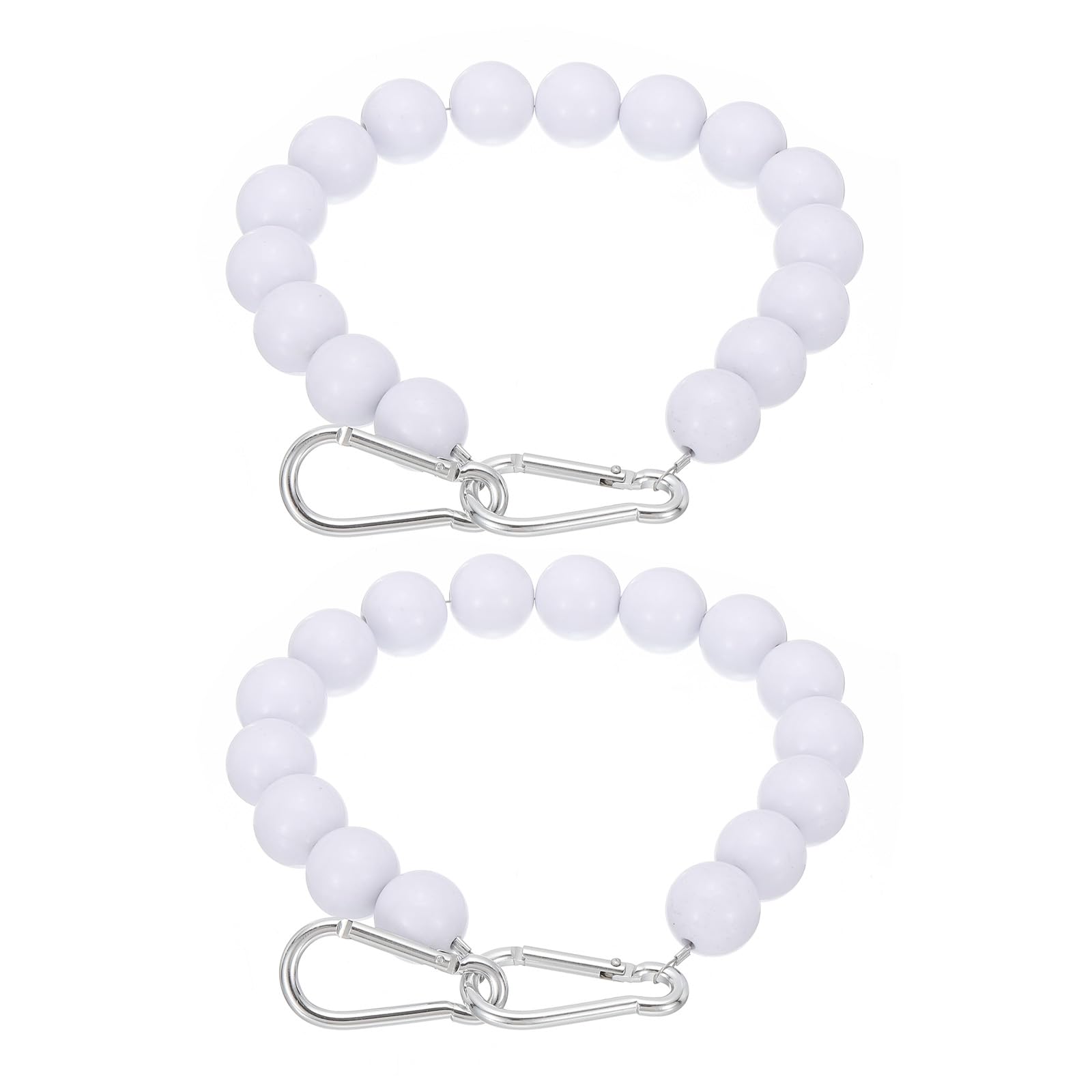 PATIKIL Flagpole Retainer Ring Flag Pole Accessories, 2 Pcs Flag Beaded Mount Ring Keep Flag Close to Pole Weight with Stainless Steel Cable for Indoor Outdoor Flagpole, White, 4"