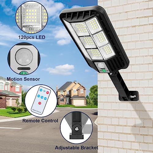AITERMOND Solar Outdoor Lights Motion Sensor Dusk to Dawn Wall Lamp, IP66 Waterproof Solar Powered Security Flood Light with Remote Control for Yard, Garden, Garage (1 Pack)