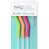 Swig Life Reusable Straws Neon Lime + Orange + Berry Tall Straw Set & Cleaning Brush, Each Straw is 14 inches Long (Fits Swig Life 40oz Mega Mug Tumblers)