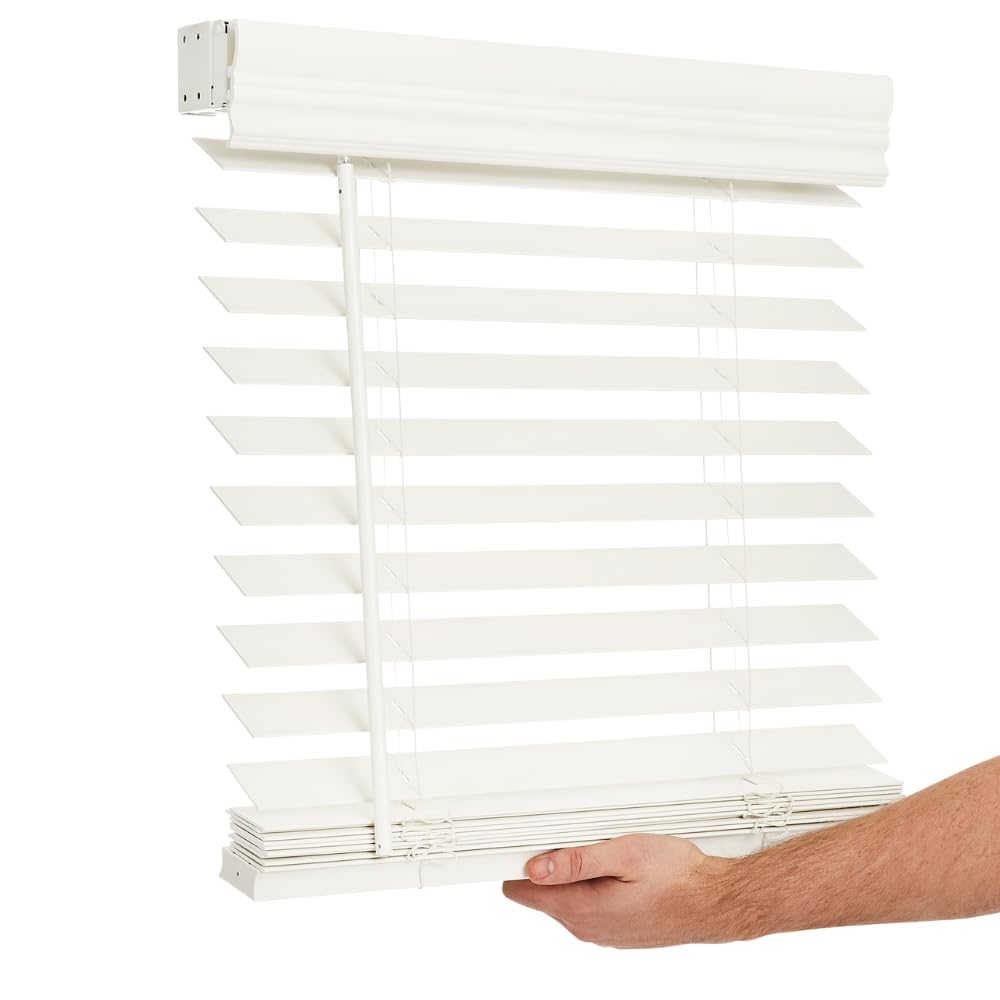 LOTUS & WINDOWARE Cordless 2-inchFaux Wood Blind 23" Wide x 96" Long,(Soft White-Antique White),Smooth, Room Darkening, Horizontal Blinds for Living Room, Bedroom, Interior Door Windows - 23 x 96,Sof Image LOTUS & WINDOWARE Cordless 2-inchFaux Wood Blind 23" Wide x 96" Long,(Soft White-Antique White),Smooth, Room Darkening, Horizontal Blinds for Living Room, Bedroom, Interior Door Windows - 23 x 96,Sof Image