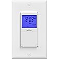 BN-Link 7 Day Programmable in-Wall Timer Switch for Lights, Fans and Motors, Single Pole and 3 Way (Compatible with SPDT) Both Use, Neutral Wire Required, White (Blue Backlight)
