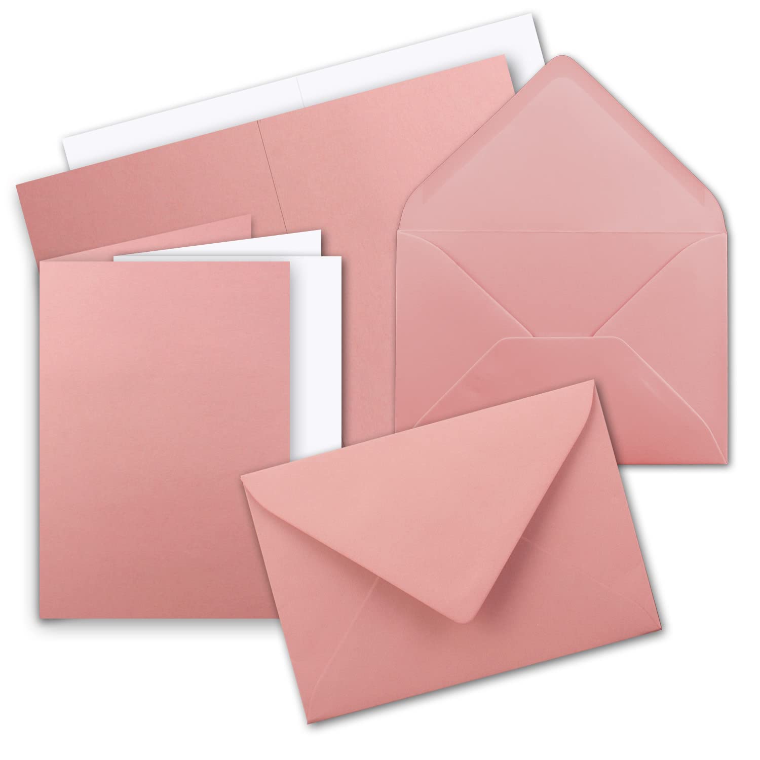 25x folding cards SET DIN A6 C6 with envelopes in old pink - including insert - 14.8 x 10.5 cm - Premium quality - FarbenFroh
