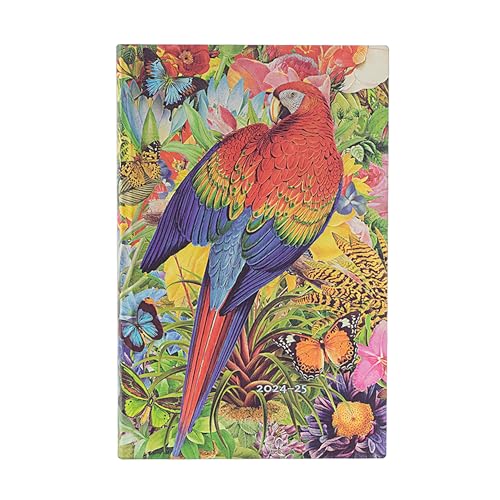 Paperblanks 18-Monatskalender Flexi 2025, Tropischer Garten, Maxi, Vertikal, Elastikband-Verschluss