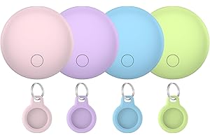 CASCHO Air Tracker Tags 4-Pack, Item Finders Work for Apple Find My APP(iOS Only) Tracker Tags for Keys, Luggage, Bag etc,Replaceable Battery Last 1 Year, Loud Beep, IP68 Waterproof with Holder Keychain