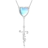 OUTANG 925 Sterling Silver Faith Cross Necklace for Women Moonstone Cross Pendant Faith Jewelry Gifts for Her