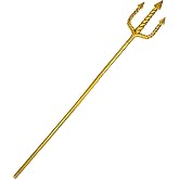 Amlisia 60Inch Gold Trident, Trident Spear Toys Plastic Trident King Neptune Costume Accessory for Adults Halloween Cosplay