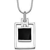 JewelryWeb 925 Sterling Silver Solid Polished Moveable Simulated Onyx Pendant With Chain 16 Inch Lobster Claw 15mm Wide Chain Necklace for Women and Men