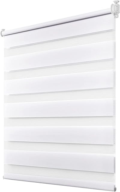 Deswell Doppelrollo Klemmfix ohne Bohren Weiß B90 x H120 cm (Stoffbreite 86cm) Rollos für Fenster ohne Bohren für Fenster mit Lichtdurchlässig & Verdunkelnd/Höhe Stufenlos Verstellbar