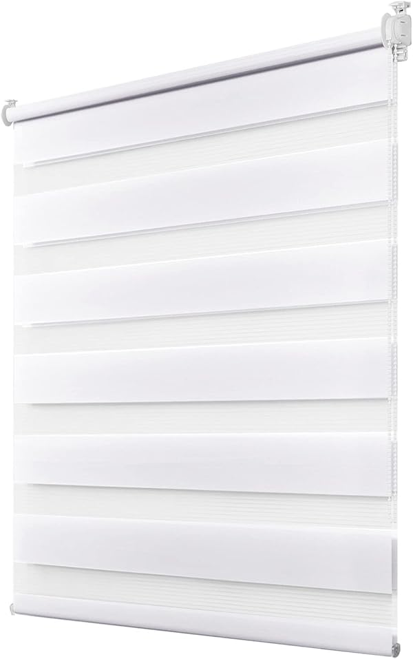 Deswell Doppelrollo Klemmfix ohne Bohren Weiß B90 x H120 cm (Stoffbreite 86cm) Rollos für Fenster ohne Bohren für Fenster mit Lichtdurchlässig & Verdunkelnd/Höhe Stufenlos Verstellbar