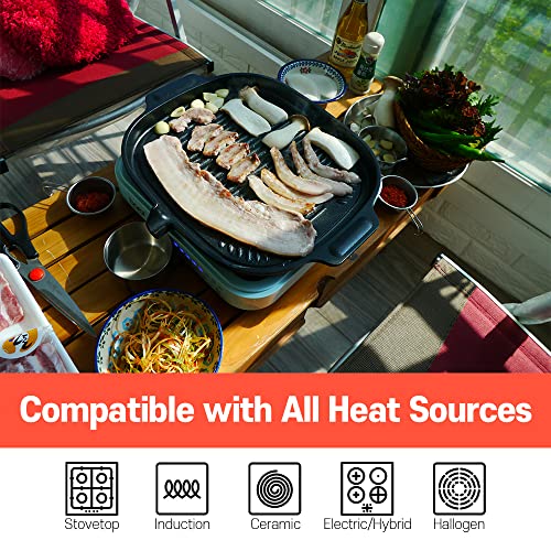 UPIT Korean BBQ Grill Pan Induction Stovetop Compatible Aluminum