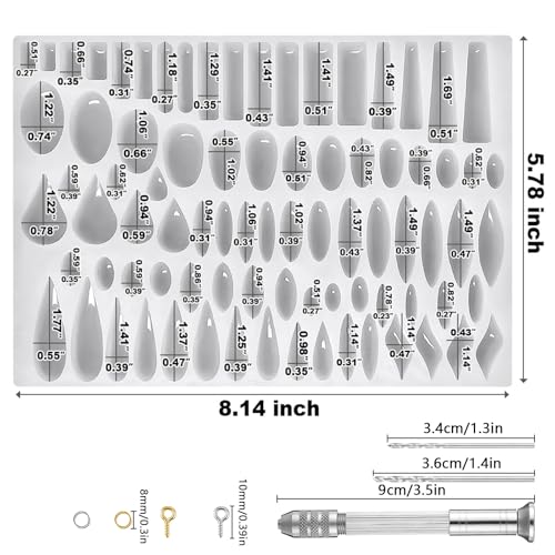 Silicone Mold for Stud Earrings with 41 Matching Shapes, Epoxy Resin Molds Earrings Flowers Halloween Sea Animals, for Creating Pendants, Earrings and Handmade Jewelry