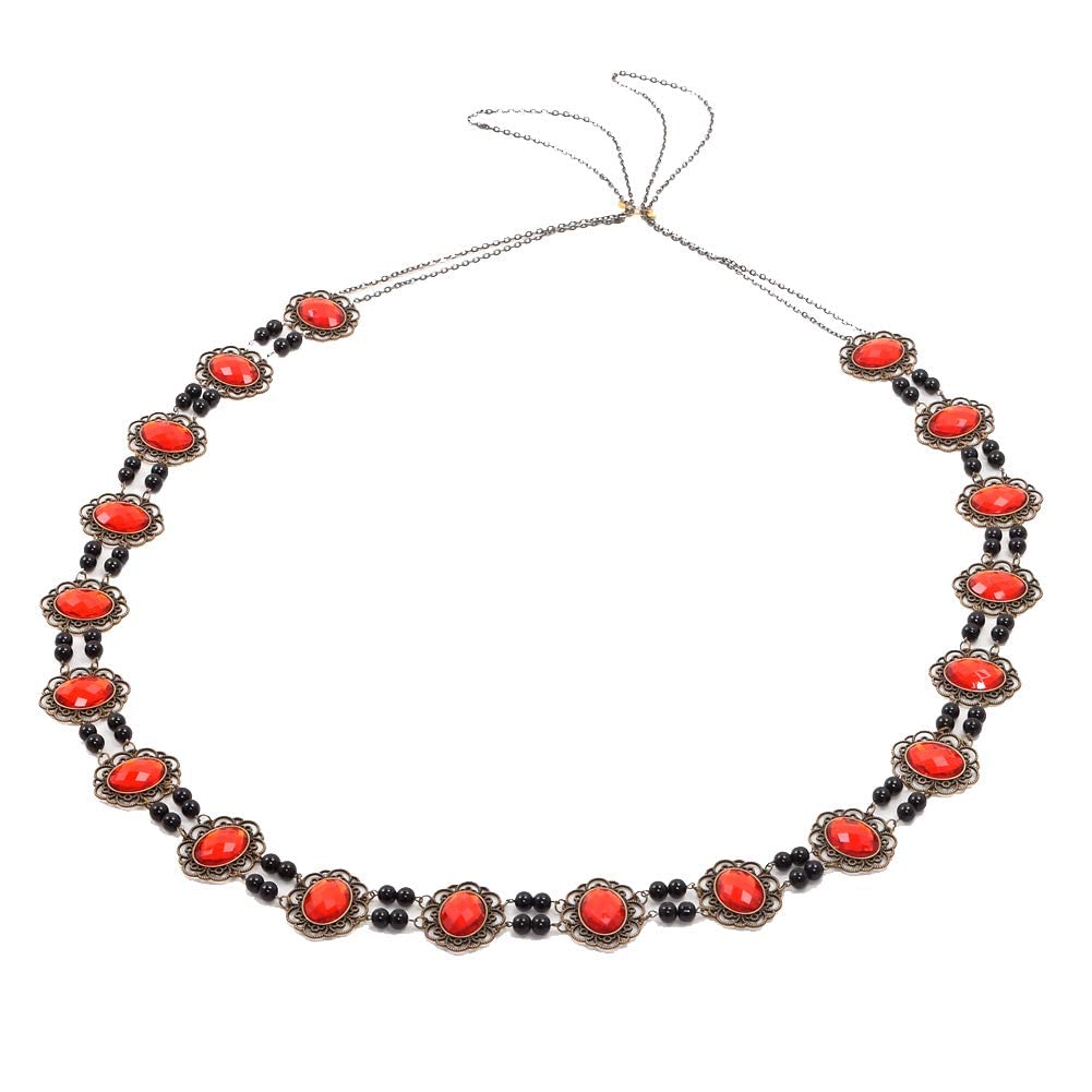 GRACEART Tudors Dynasty Necklace Chain of Office Livery Collar For Medieval Clothes(Red Cabochons)
