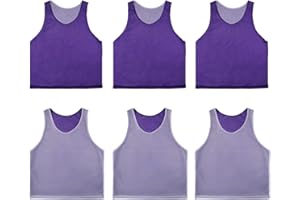 RE-HUO 6 PCS Reversible Pinnies Basketball Soccer Training Vest Double Sided Mesh Jerseys for Adult