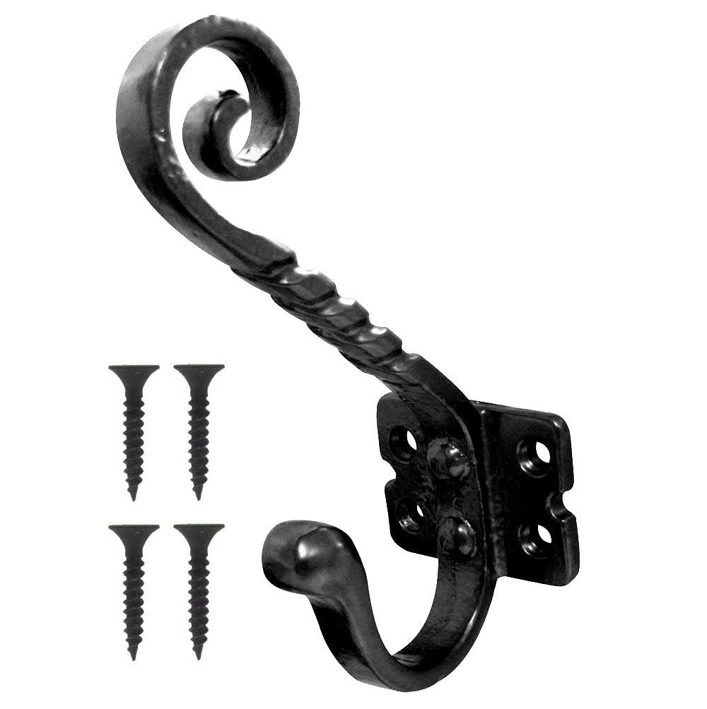 TERF® Traditional Vintage Style Antique Black Double Wall Mounted & Door Hooks Hat Coat Robe Hooks for Bathroom Bedroom Kitchen Office Door Hooks with Fixing Screw - Pack of 1