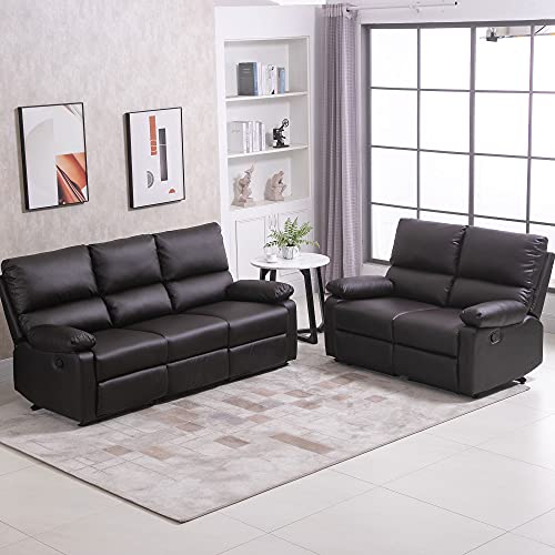Modern Manual Recliner 2 Seater Sofa Reclining Loveseat with PU
