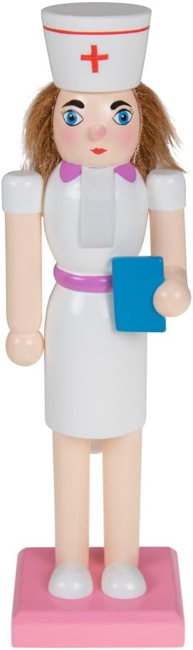Nutcrackers - Clever Creations Nurse 10 Inch Traditional Wooden Nutcracker, Festive Christmas Décor for Shelves and Tables