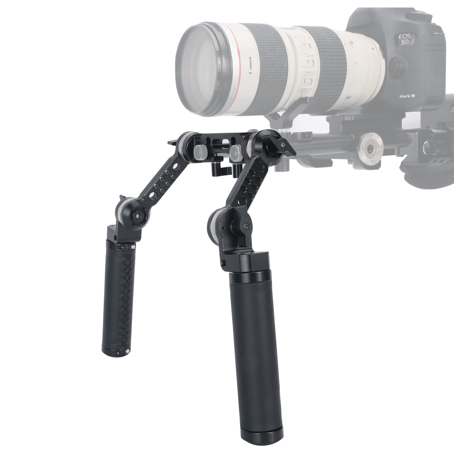 NICEYRIG Rosette Handle Leather Grip Kit with ARRI Standard Rosette Mount Adapter Extension Arm 15mm Rod Clamp for Camera DSLR Shoulder Rig Support System