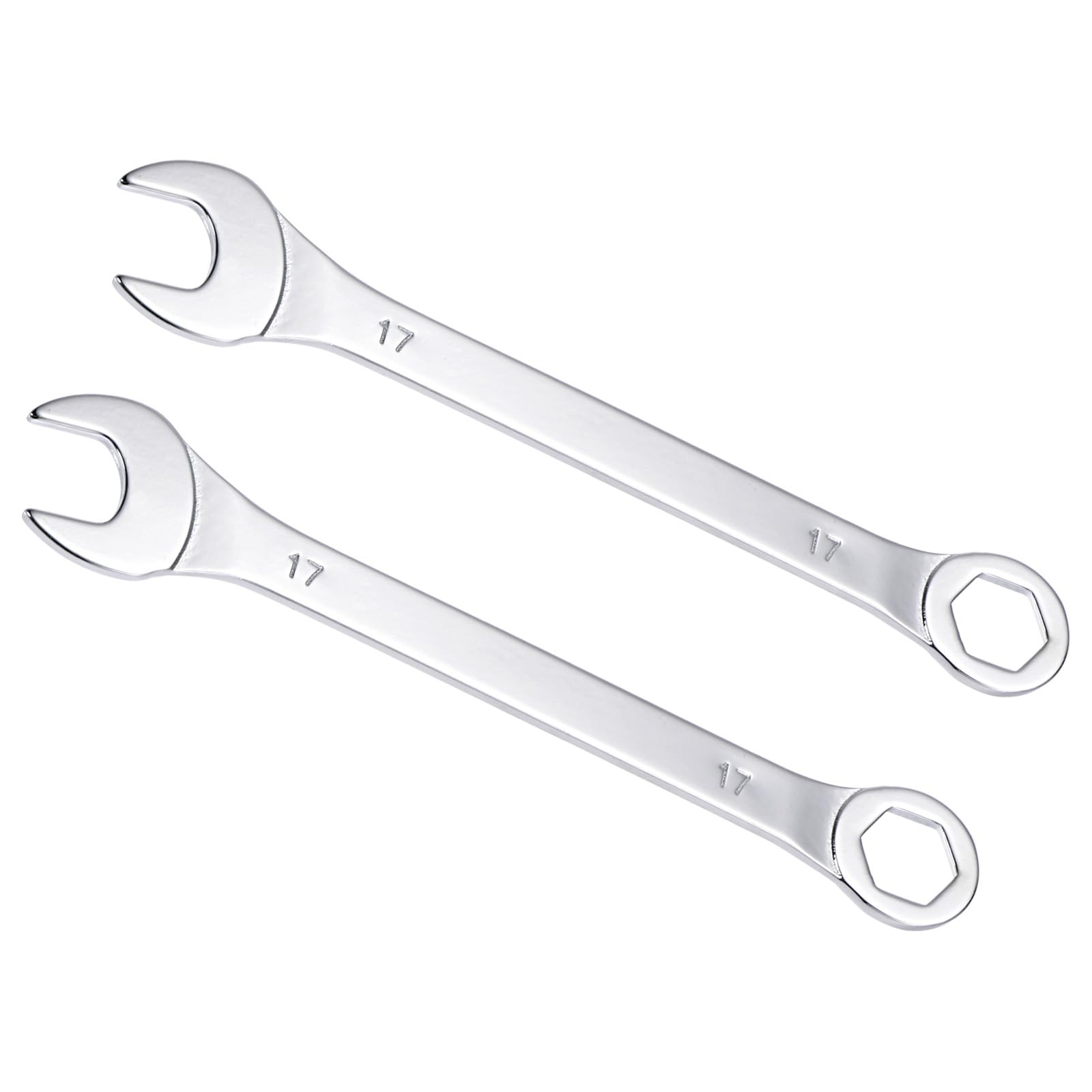 CoCud Combination Wrench, 17mm Metric Box Open End 6-Point Design 15-Degree Offset, Double Ended Box and Open End - (Applications: for Repairs), 2-Pieces