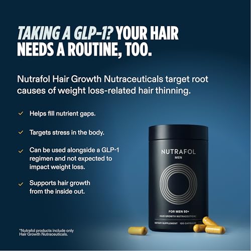 Nutrafol Men 50+ Hair Growth Supplements, Clinically Tested for Visibly Thicker Hair and Scalp Coverage, #1 Dermatologist-Recommended Hair Growth Supplement Brand - 1 Month Supply