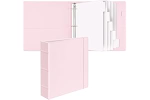 Etzul Vintage Hardcover 1.5 inch Ring Leather Binder, 2 inch Spine, Professional Organizer, Letter Size Dividers with Tabs, Faux Rose Pink Leather