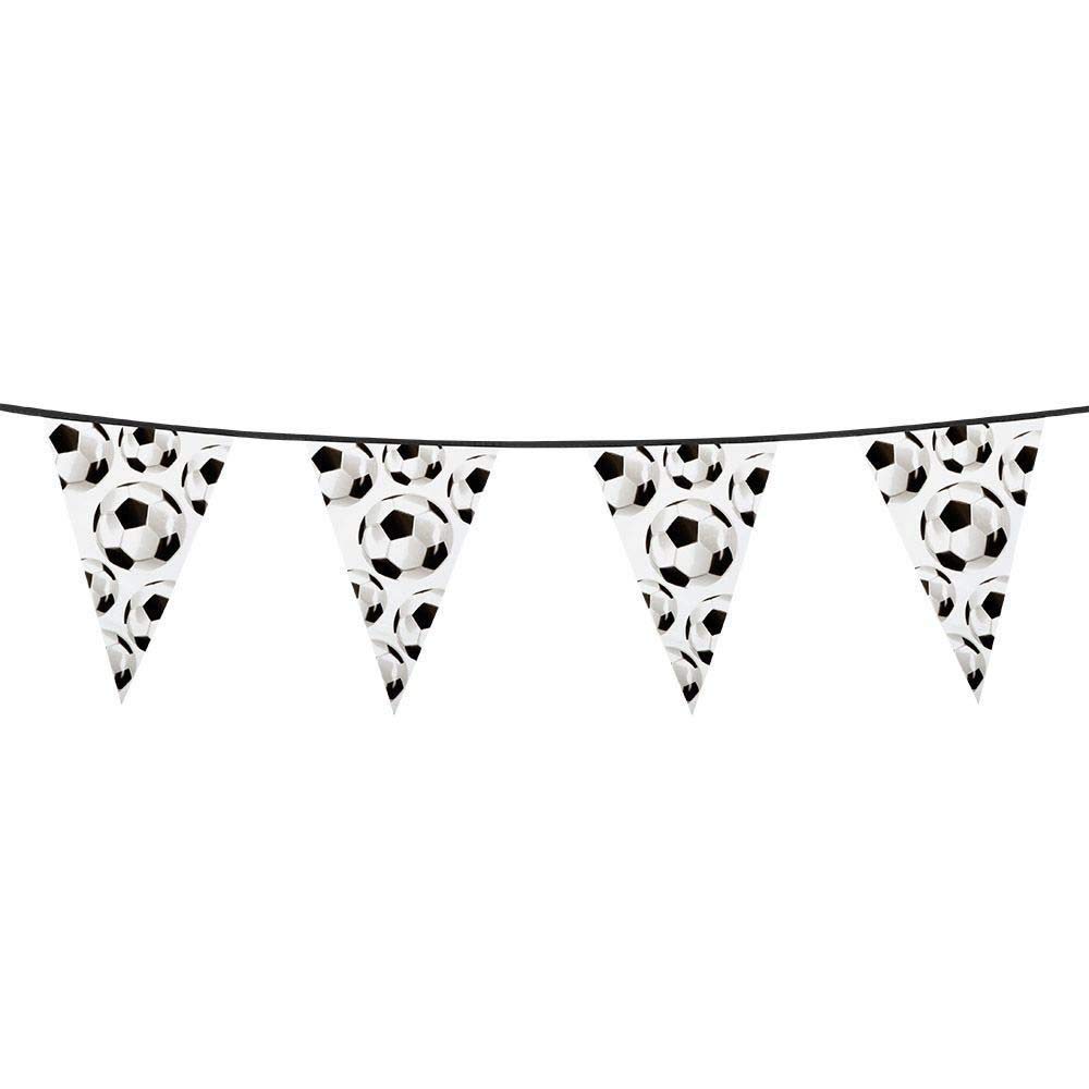 Boland Football Bunting Banner 6 Metres – PVC Triangle Flag Garland for Birthday Parties, Match Day Events & Team Celebrations – Black & White Football Print Party Decoration