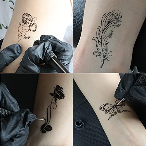 HAWINK Hand Poke and Stick Tattoo Kit DIY Tattoo Tool Kit Kit with 7 Ink 20 PCS Needles Aluminum Alloy Pen GK-HW801TN01-1