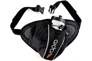 Vapro Hydration Belt Water Bottle Holder for Run and XC Ski with 500ml Bottle and Two Zippered Pouches