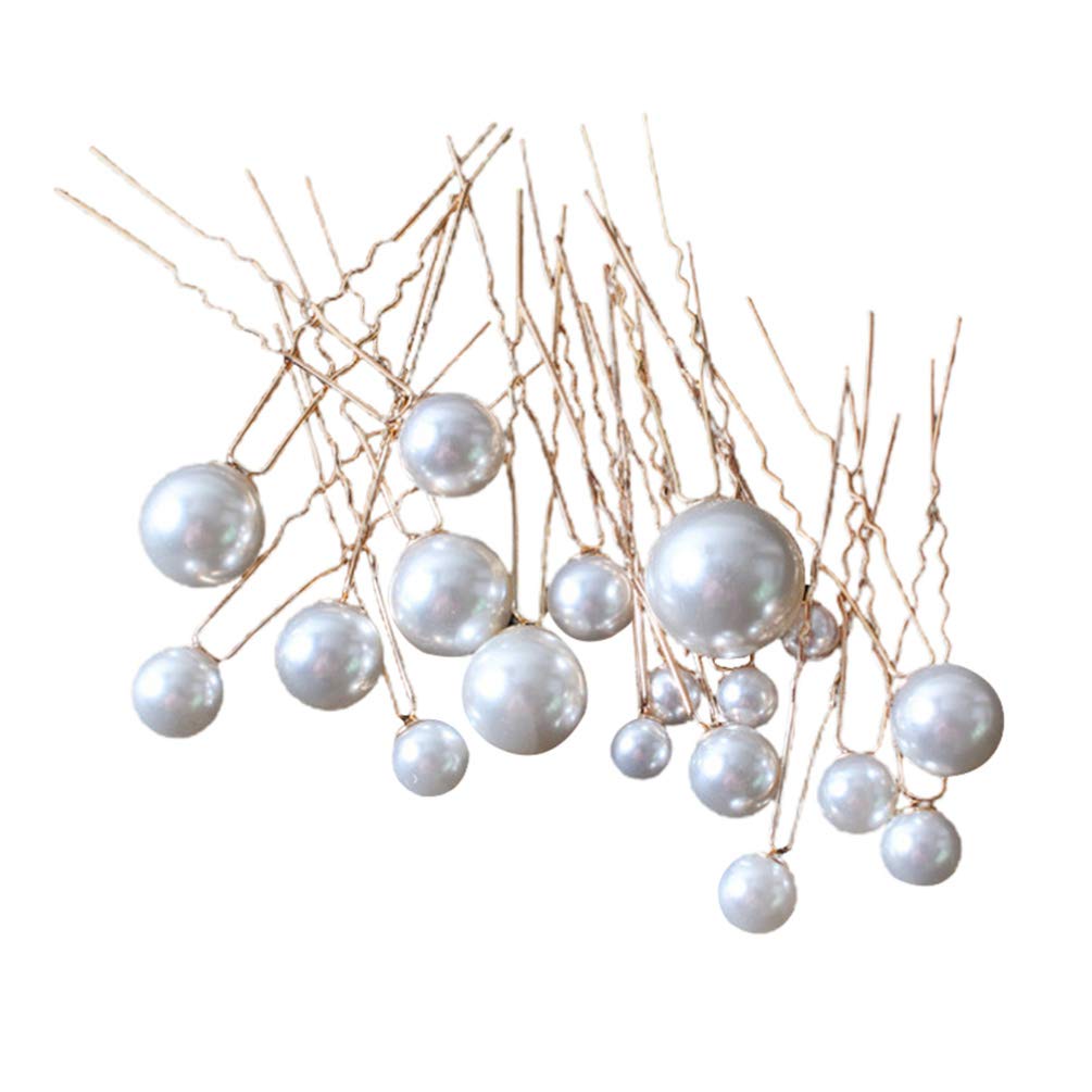 FRCOLOR 18pcs U HairPin Pearl U Shaped Hair Clip Bride Hair Grips Wedding Beads Hair Accessories for Women