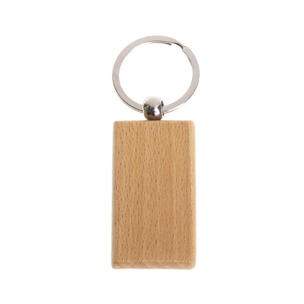 Blank Rectangle Wooden Key Chain Key Tags for DIY 10pcs