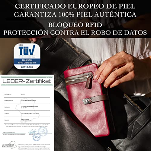 Lavalen® Women's Leather Wallets – Large Women's Wallet with RFID – Genuine Leather Card Holder – Removable Red Purse – Handmade Wallet – Modern Gift.