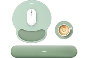 Sushret Mouse Pad and Keyboard Wrist Rest, 3-in-1 Gel Memory Foam Ergonomic Mouse Pad with Wrist Rest Set,Gaming Mousepad Arm Cushion Support for Computer Office Desk Accessories Cute Setup,Sage Green