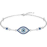 Iringnier Evil Eye Bracelets Blue Turkish Greek Evil Eye Bracelet for Women Sapphire Protection Jewelry Sterling Silver 925 Womens Adjustable Good Luck Jewelry