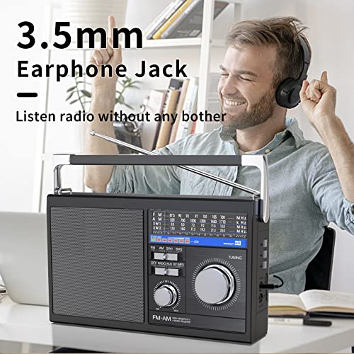 Portable AM FM Radio with Bluetooth, SW Transistor Retro Radio with