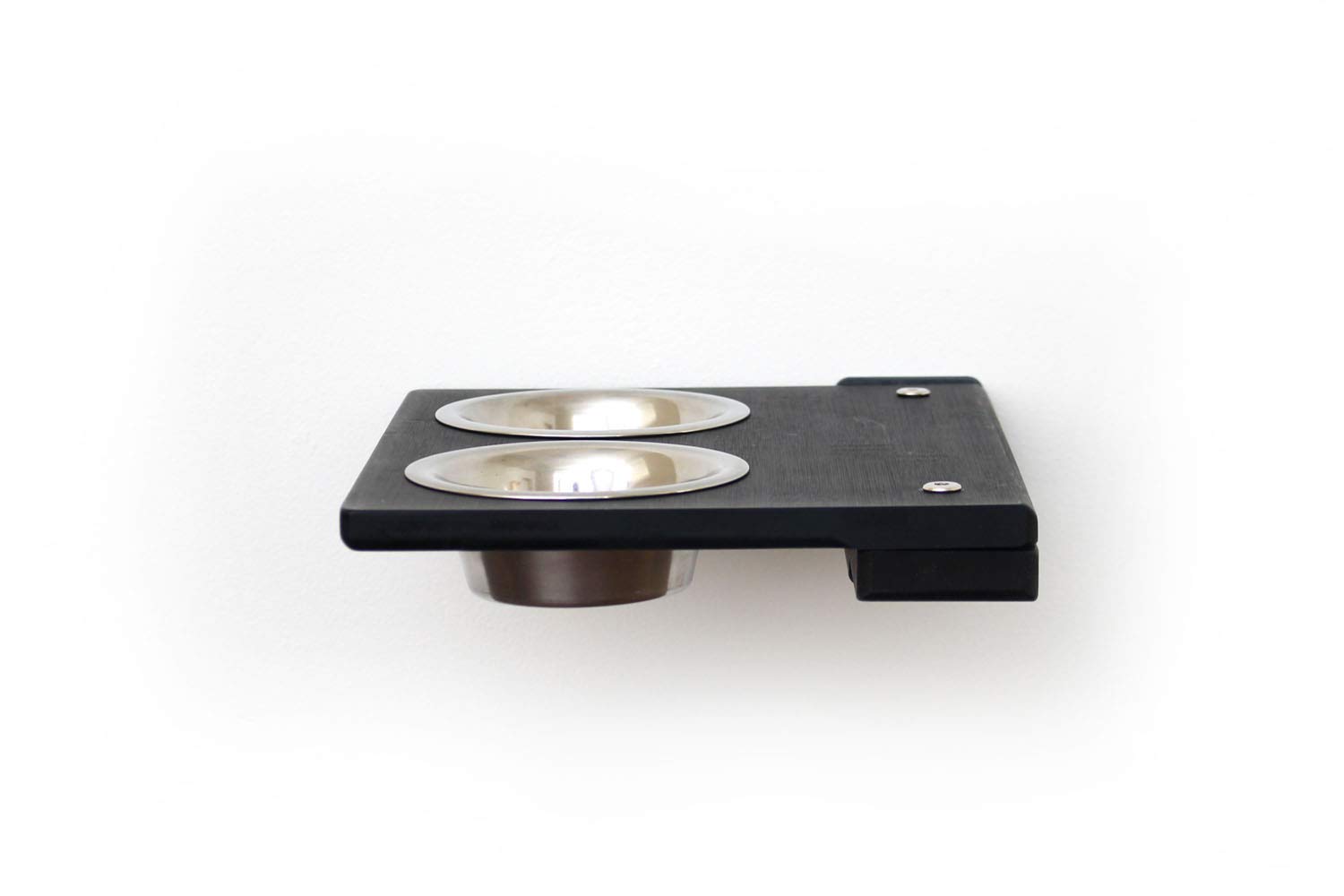 CatastrophiCreations Cat Feeder Wall-Mounted Elevated Feeding Shelf, 8.5 x 11 x 3 Inches, Onyx Bamboo - (Pack of 1)