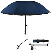 HOBVO UPF 50+ Golf Umbrella with Adjustable Universal Clamp, Portable Umbrellas for Rain, Manual Open & Close, for Beach Chair, Golf Cart, Stroller, Bleacher, Patio