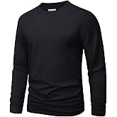 MAGNIVIT Men's Shirts Long Sleeve Cotton T-Shirt Crew Neck Midweight Tees Classic Basic Casual Tops Plain Soft Shirt