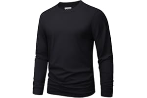 MAGNIVIT Men's Shirts Long Sleeve Cotton T-Shirt Crew Neck Midweight Tees Classic Basic Casual Tops Plain Soft Shirt