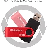 ENUODA 16GB USB 2.0 Memory Stick 3 Pack Swivel Design Black Silver Red view 3