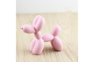 ADDZOE Resin Balloon Dog Sculpture,Mini 4inch Creative Cute Animal Crafts Figurine Balloon Dog Shaped Statue Art Sculpture Modern Desktop Ornament Decoration for Home Bedroom Living Room Decor (Pink)