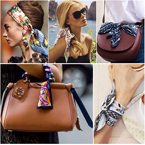 Vbiger 12pcs Women Small Square Satin Scarf Mixed Neck Head Scarf Set 19.7 x 19.7 inches